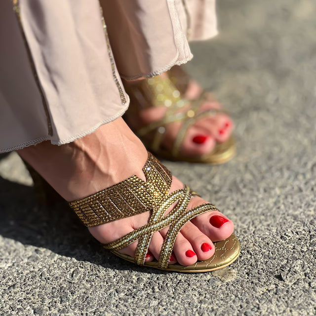 Amna Refined Bronze Pencil Heel Sandals