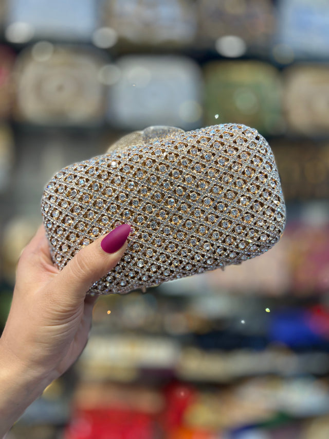 Gold Studded Metallic Frame Handbags