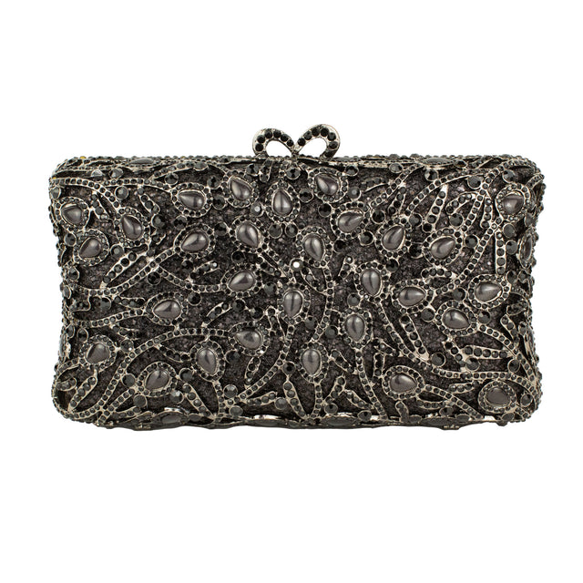 Black Studded Metallic Frame Handbags