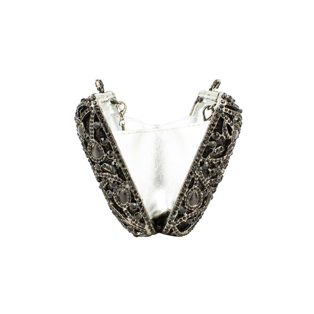 Black Studded Metallic Frame Handbags