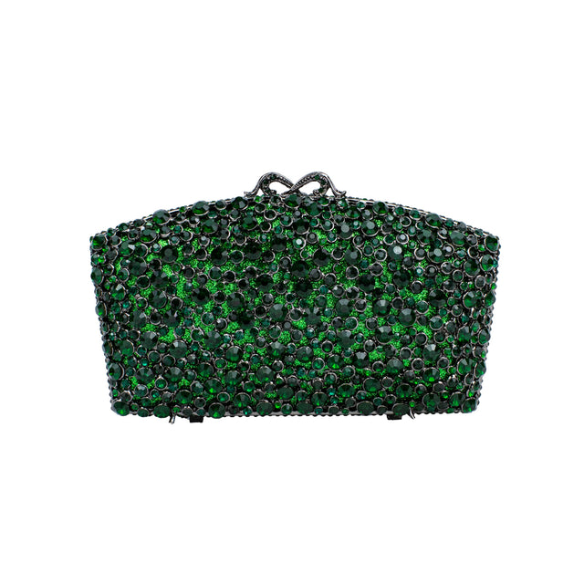Green Studded Metallic Frame Handbags