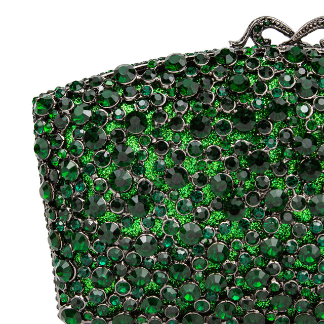 Green Studded Metallic Frame Handbags
