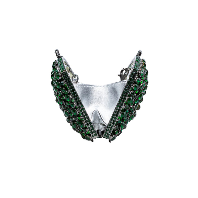 Green Studded Metallic Frame Handbags