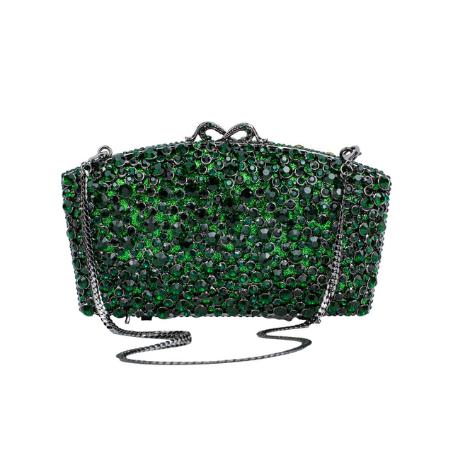 Green Studded Metallic Frame Handbags