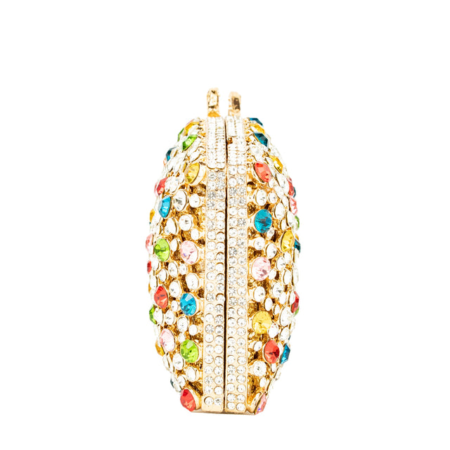 Gold Multicolour Studded Crystal Work Handbags