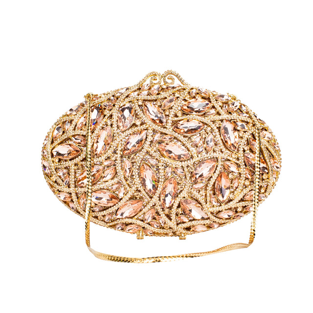 Rose Studded Crystal Work Metallic Frame Beautiful Deep Colour Handbags