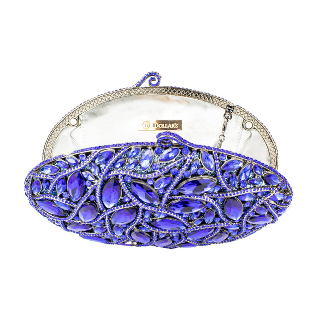 Blue Studded Metallic Frame Handbags