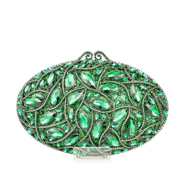 Green Studded Metallic Frame Handbags