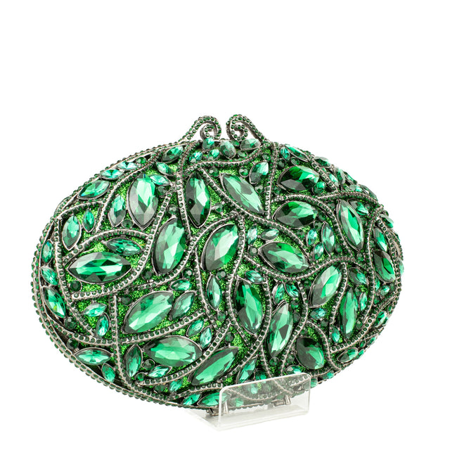 Green Studded Metallic Frame Handbags