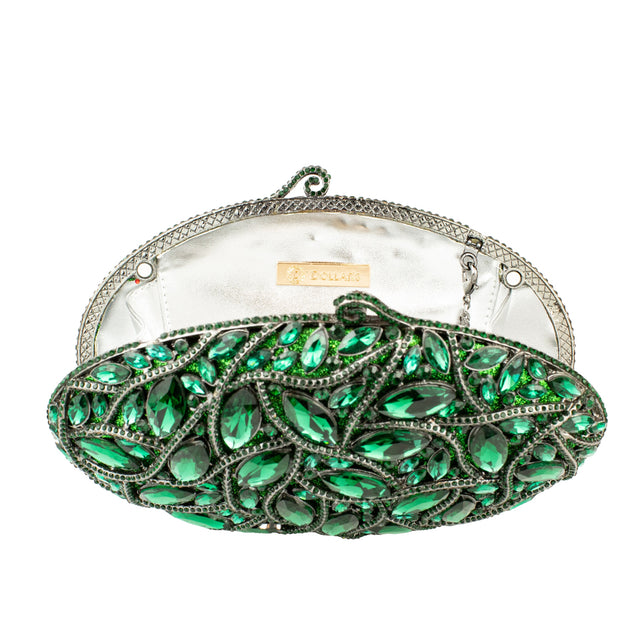 Green Studded Metallic Frame Handbags
