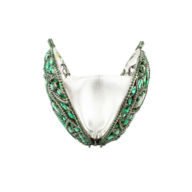 Green Studded Metallic Frame Handbags