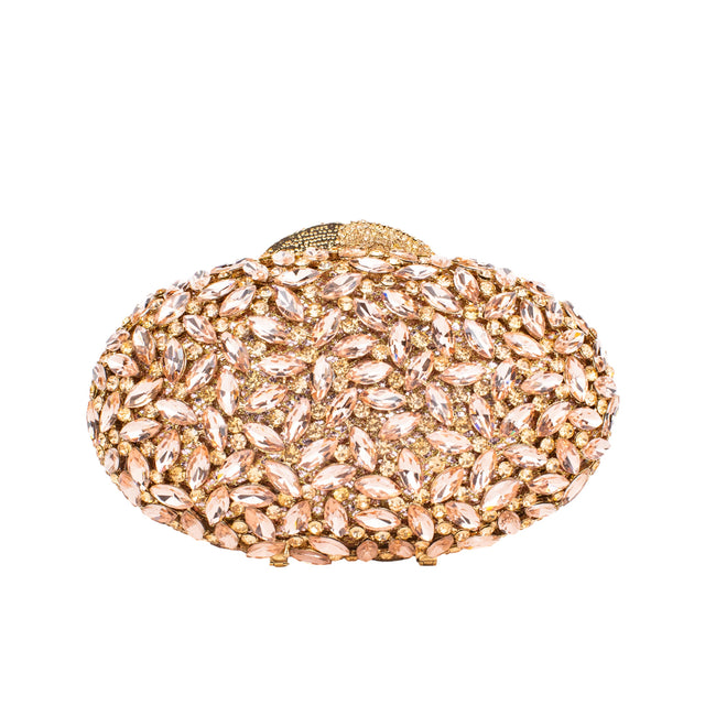 Rose Studded Crystal Work Metallic Frame Beautiful Deep Colour Handbags