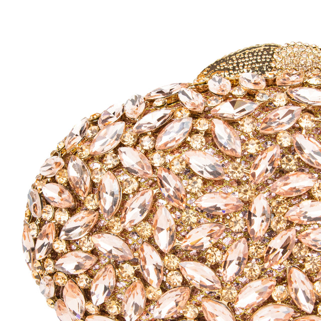 Rose Studded Crystal Work Metallic Frame Beautiful Deep Colour Handbags