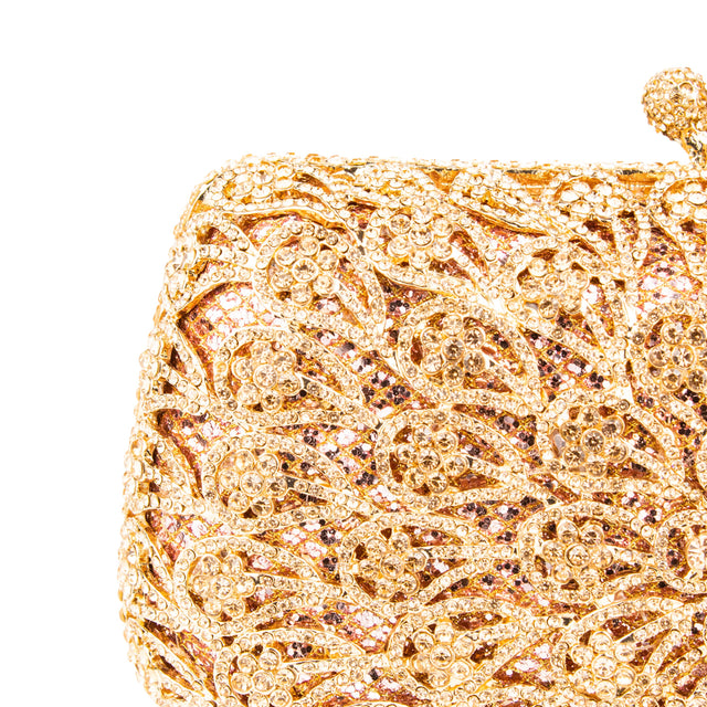 Rose Studded Crystal Work Metallic Frame Beautiful Deep Colour Handbags