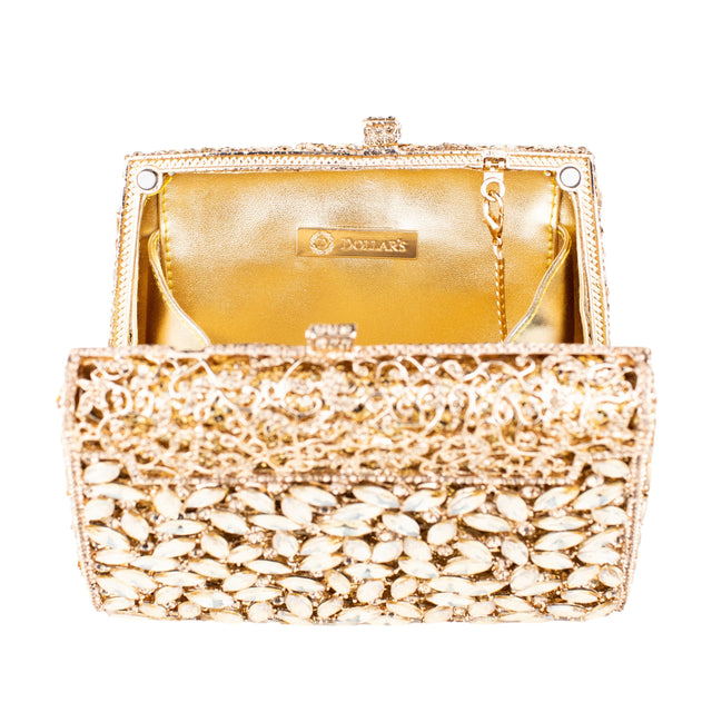 Gold Studded Metallic Frame Handbags