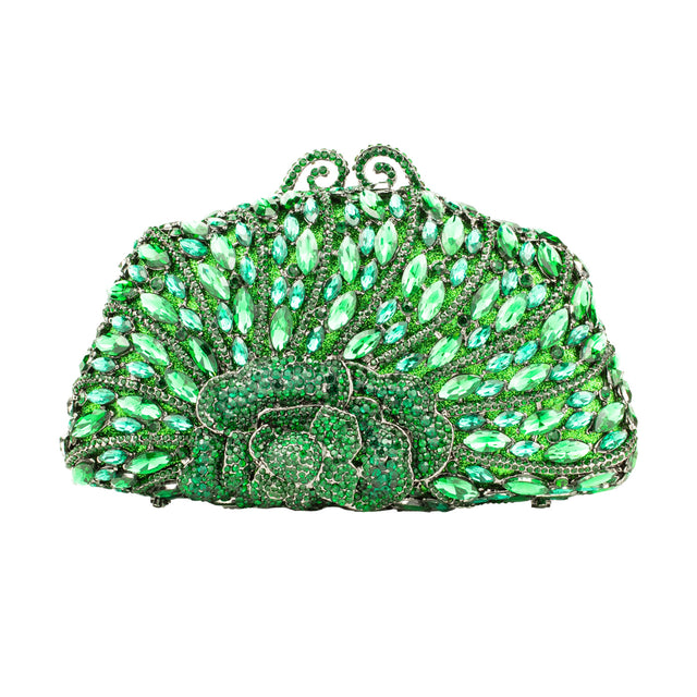 Green Studded Metallic Frame Handbags