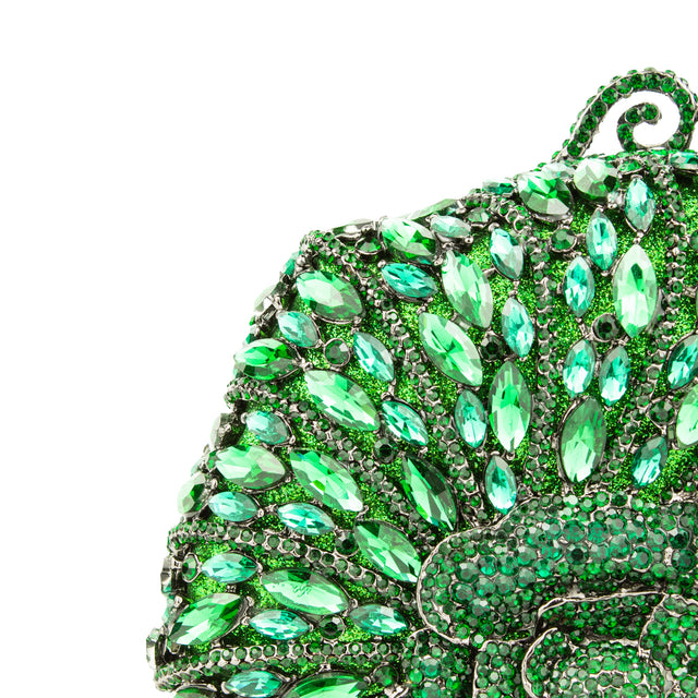 Green Studded Metallic Frame Handbags