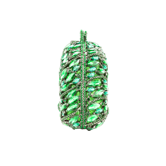 Green Studded Metallic Frame Handbags