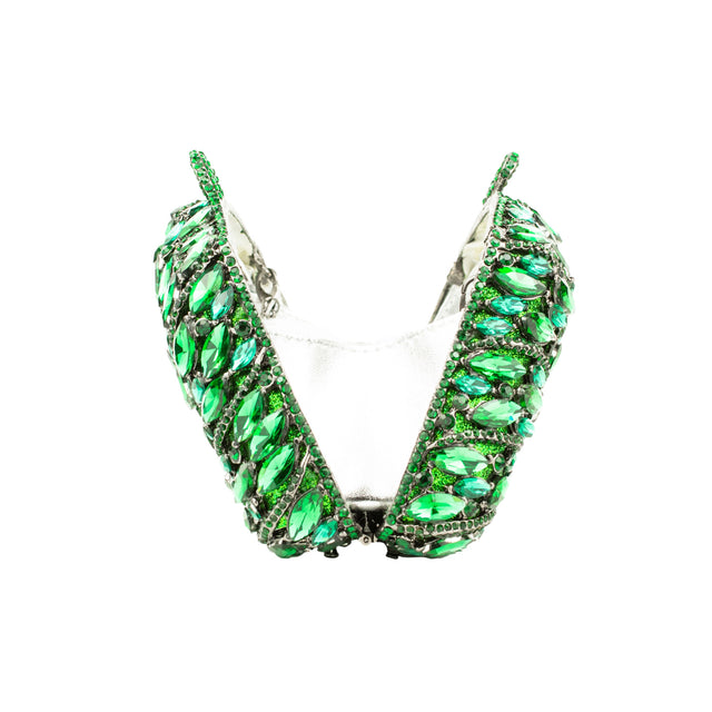 Green Studded Metallic Frame Handbags