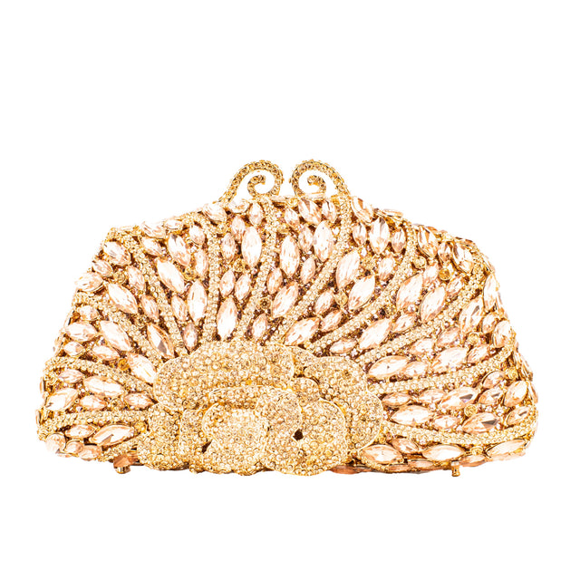 Rose Studded Crystal Work Metallic Frame Beautiful Deep Colour Handbags