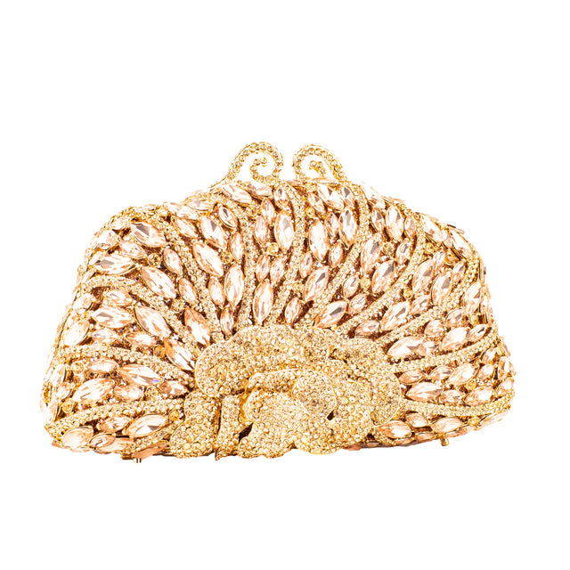 Rose Studded Crystal Work Metallic Frame Beautiful Deep Colour Handbags