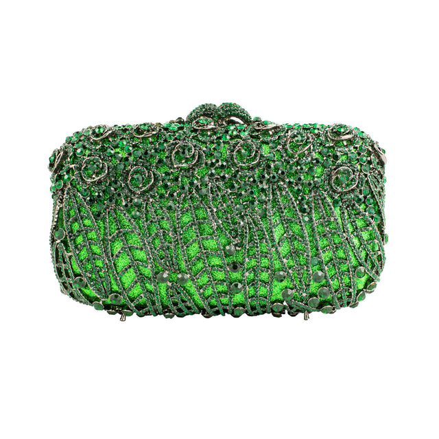 Green Studded Metallic Frame Handbags