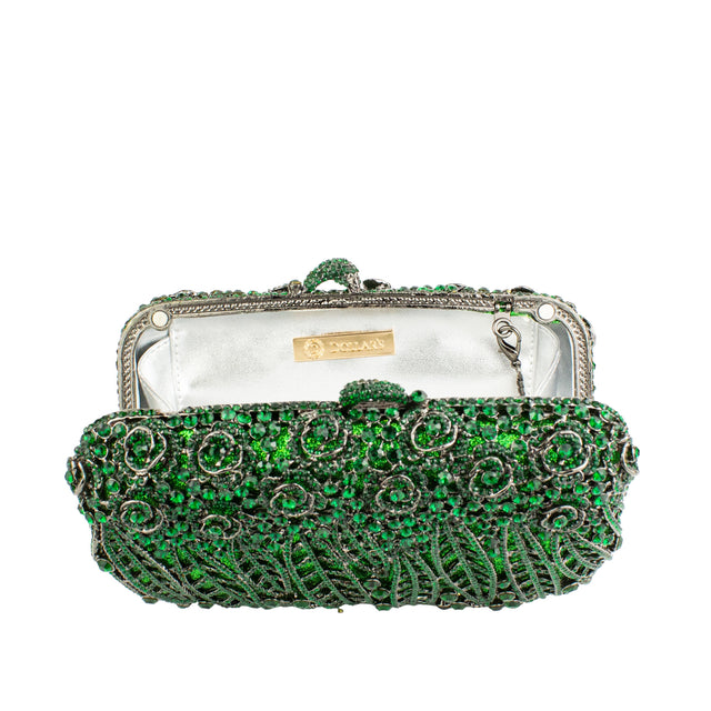 Green Studded Metallic Frame Handbags