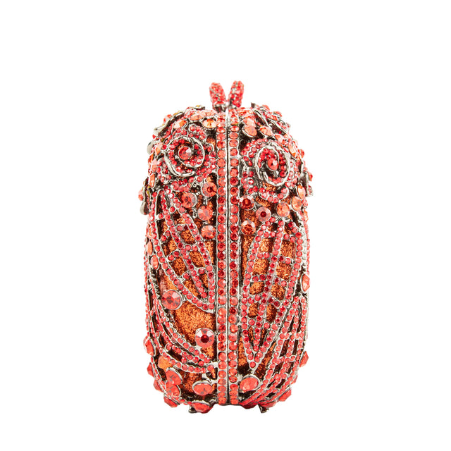 Red Studded Crystal Work Metallic Frame Beautiful Deep Colour Handbags