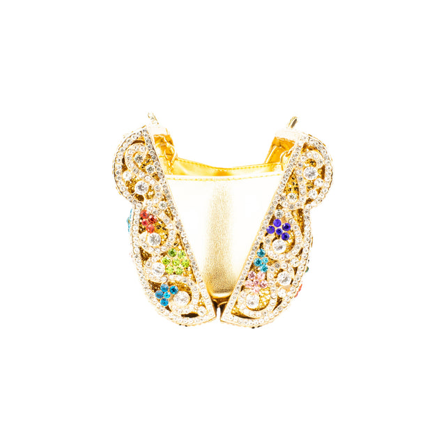 Gold Multicolour Studded Crystal Work Handbags
