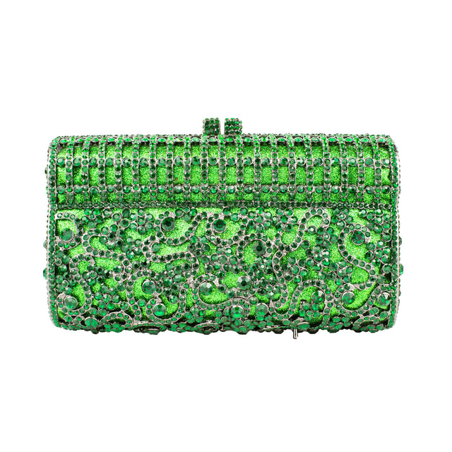 Green Studded Metallic Frame Handbags