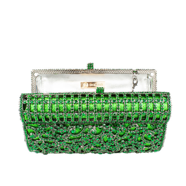 Green Studded Metallic Frame Handbags