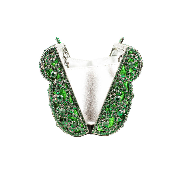 Green Studded Metallic Frame Handbags
