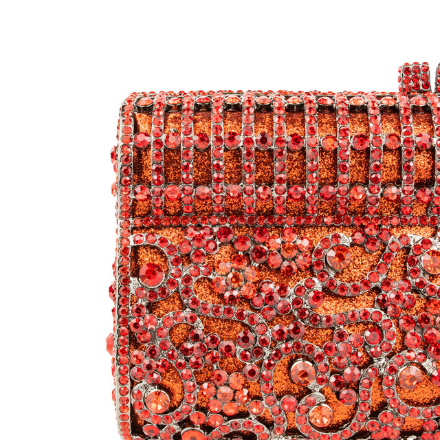 Red Studded Crystal Work Metallic Frame Beautiful Deep Colour Handbags