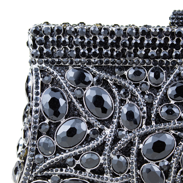 Black Studded Metallic Frame Handbags