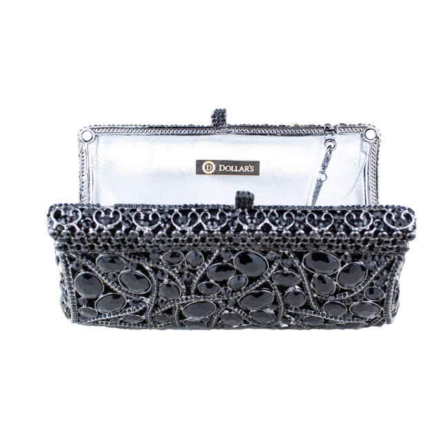 Black Studded Metallic Frame Handbags