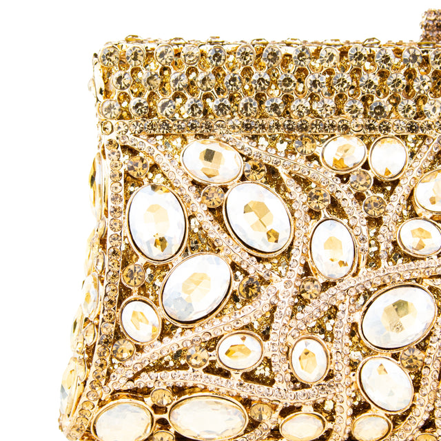 Gold Studded Metallic Frame Handbags