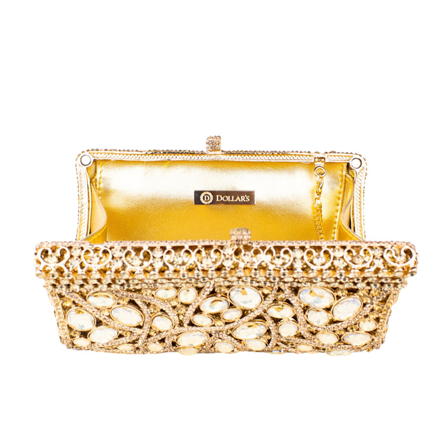 Gold Studded Metallic Frame Handbags