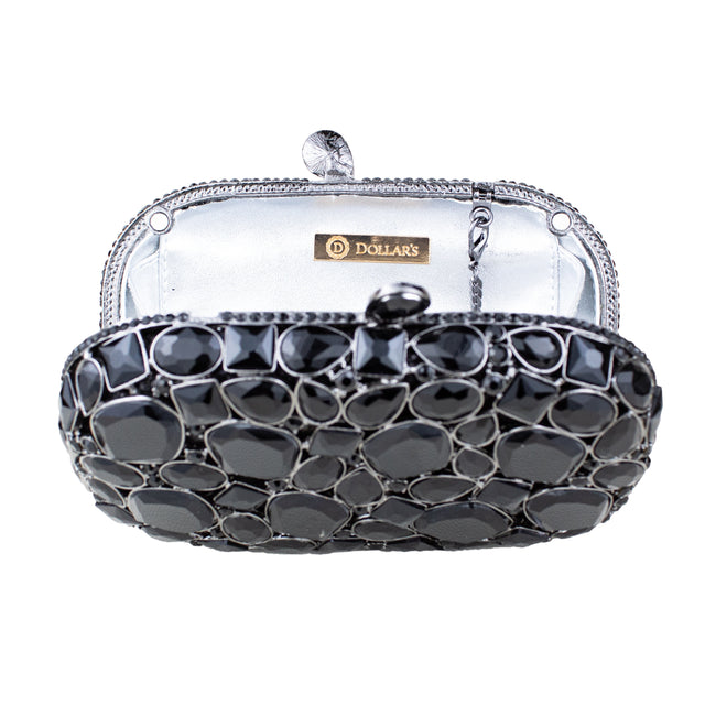 Black Studded Metallic Frame Handbags