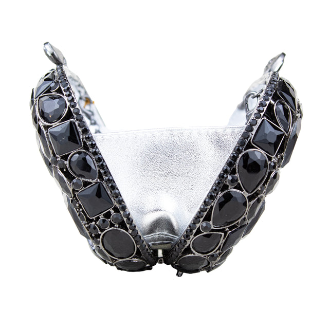 Black Studded Metallic Frame Handbags