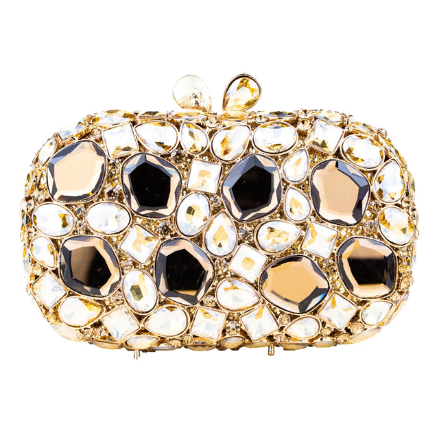 Gold Studded Metallic Frame Handbags