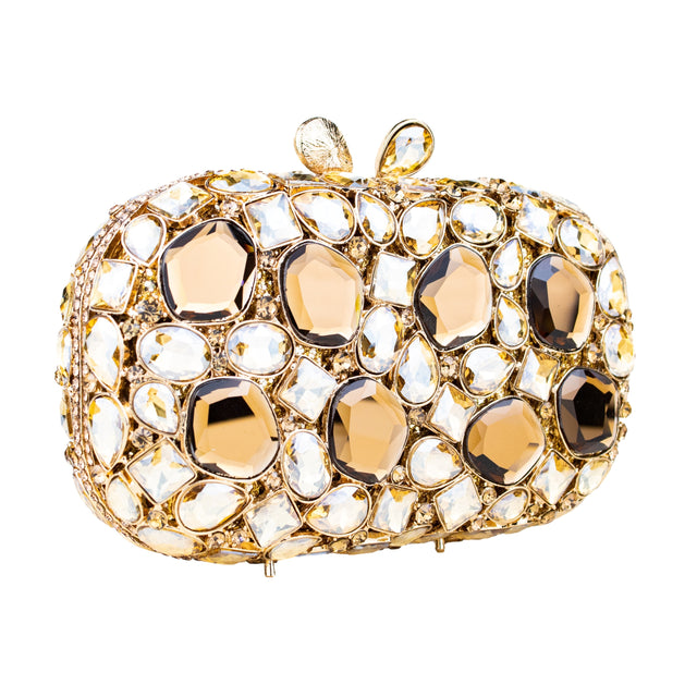 Gold Studded Metallic Frame Handbags
