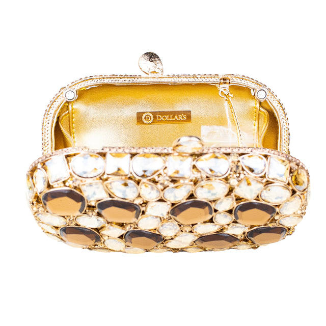 Gold Studded Metallic Frame Handbags