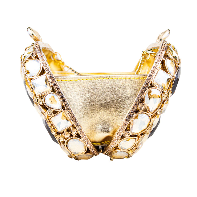 Gold Studded Metallic Frame Handbags