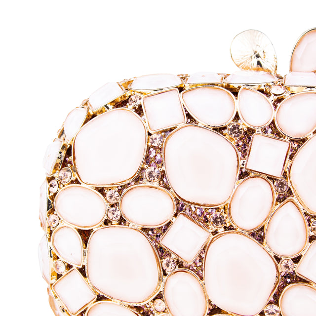 Rose Studded Crystal Work Metallic Frame Beautiful Deep Colour Handbags