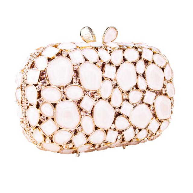 Rose Studded Crystal Work Metallic Frame Beautiful Deep Colour Handbags
