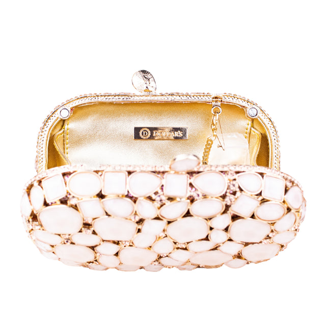 Rose Studded Crystal Work Metallic Frame Beautiful Deep Colour Handbags