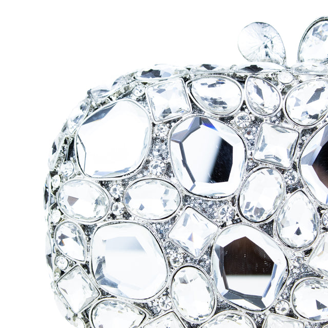 Silver Studded Crystal Work Metallic Frame Beautiful Deep Colour Handbags