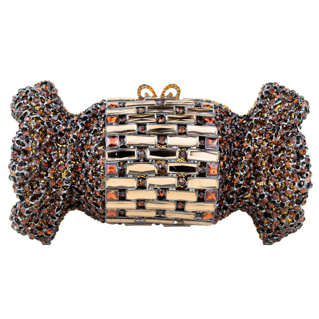 Brown Studded Metallic Frame Handbags
