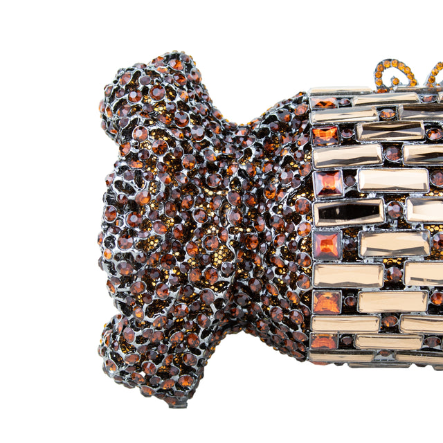 Brown Studded Metallic Frame Handbags