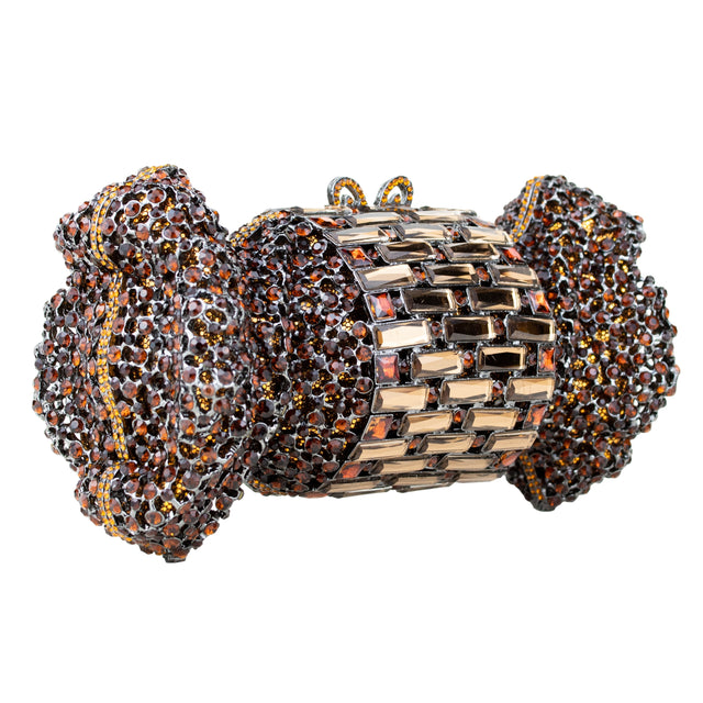 Brown Studded Metallic Frame Handbags